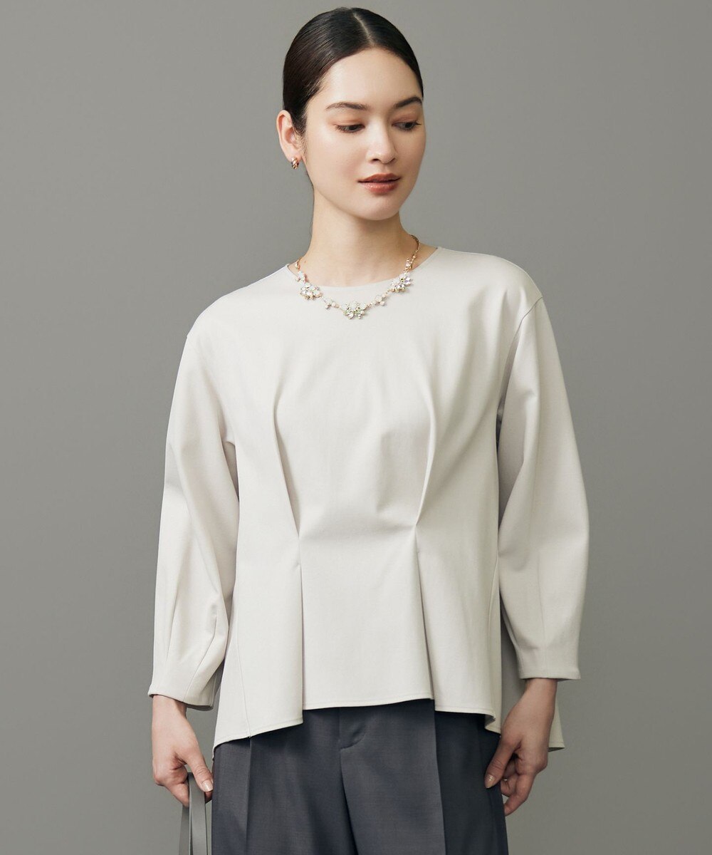 【オンワード】 自由区 S（小さいサイズ）>トップス クリアコットンポンチタックジャージ カットソー ベージュ 32 レディース