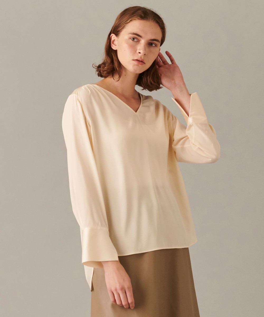 【オンワード】 JOSEPH>トップス 【柚香 光さん着用・洗える】ストレッチシルクサテン Vネックブラウス イエロー 40 レディース 【送料無料】