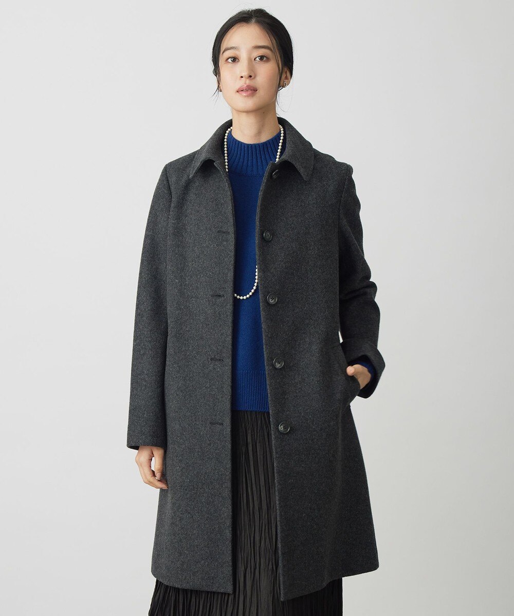 【オンワード】 J.PRESS LADIES>ジャケット/アウター ショートビーバー ロング丈 ステンカラー コート チャコール 11 レディース 【オンワード】 J.PRESS LADIES>ジャケット/アウター ショートビーバー ロング丈 ステンカラー コート チャコール 11 レディース