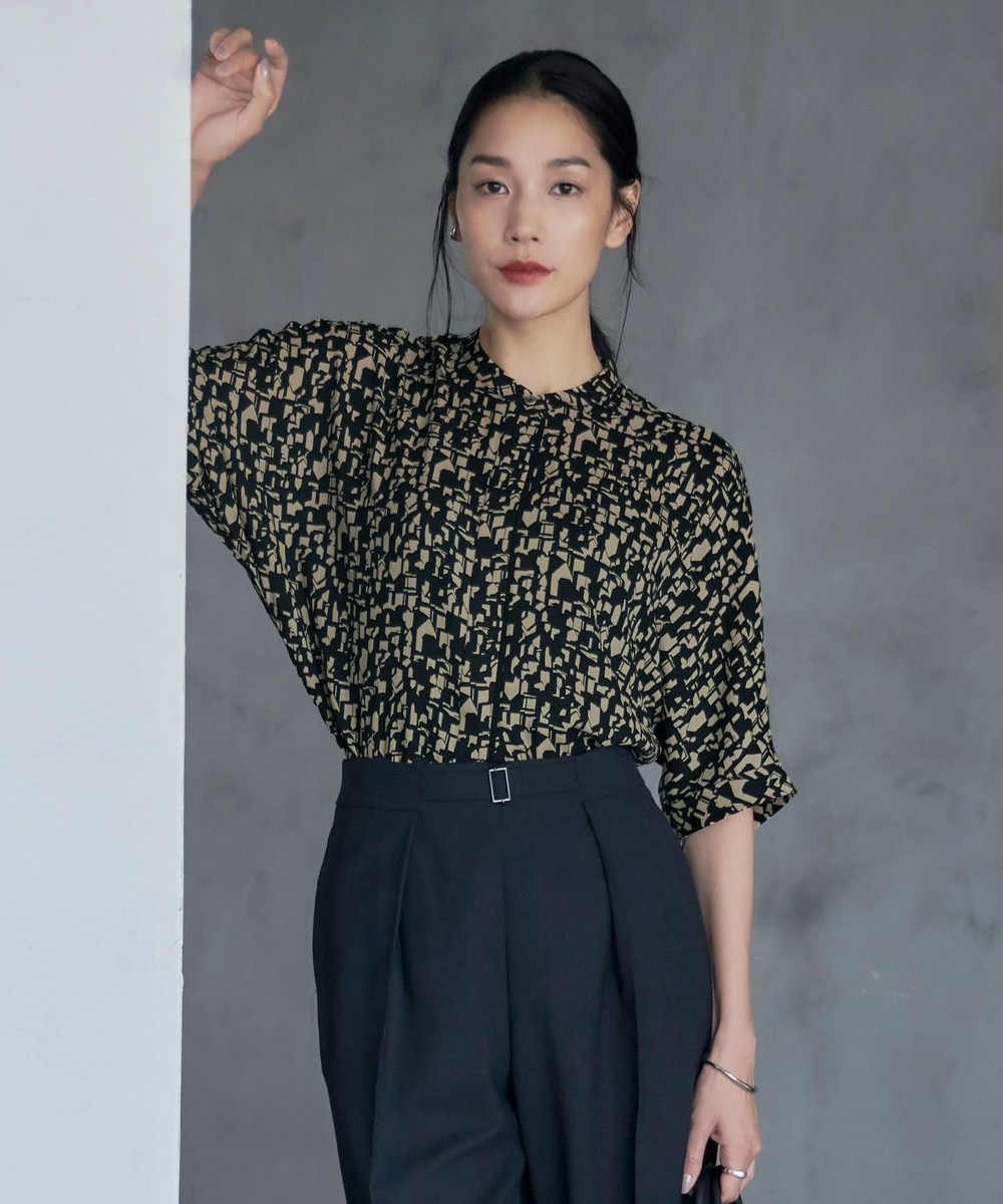 【オンワード】 ICB>トップス 【新色追加・接触冷感・UVケア・速乾・洗える】BackSatinAmunzen 5分袖バンドカラーブラウス ブラック×クレイベージュ M レディース 【オンワード】 ICB>トップス 【新色追加・接触冷感・UVケア・速乾・洗える】BackSatinAmunzen 5分袖バンドカラーブラウス ブラック×クレイベージュ M レディース