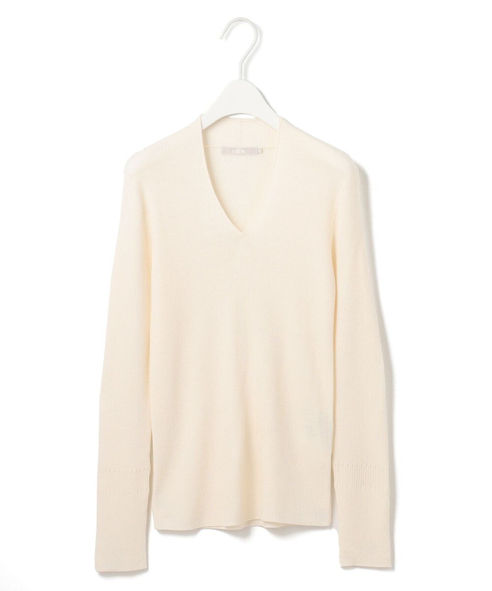 【オンワード】 ICB L(大きいサイズ)>トップス 【新色追加・洗える】エクストラファインメリノ Vネックプルオーバー オフホワイト L レディース 【オンワード】 ICB L(大きいサイズ)>トップス 【新色追加・洗える】エクストラファインメリノ Vネックプルオーバー オフホワイト L レディース