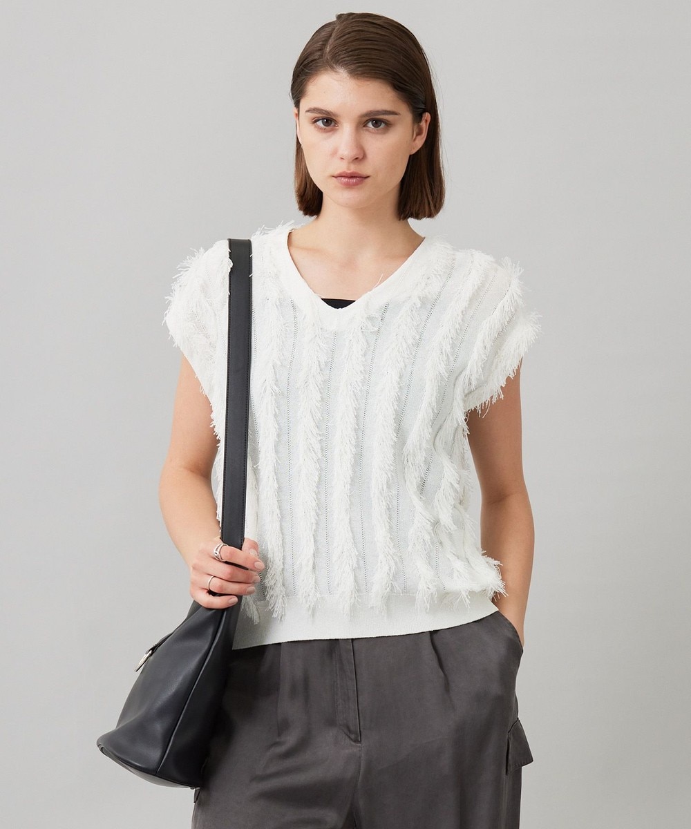 【オンワード】 ICB>トップス 【洗える】カットジャガード Vネックニット オフホワイト S レディース 【オンワード】 ICB>トップス 【洗える】カットジャガード Vネックニット オフホワイト S レディース