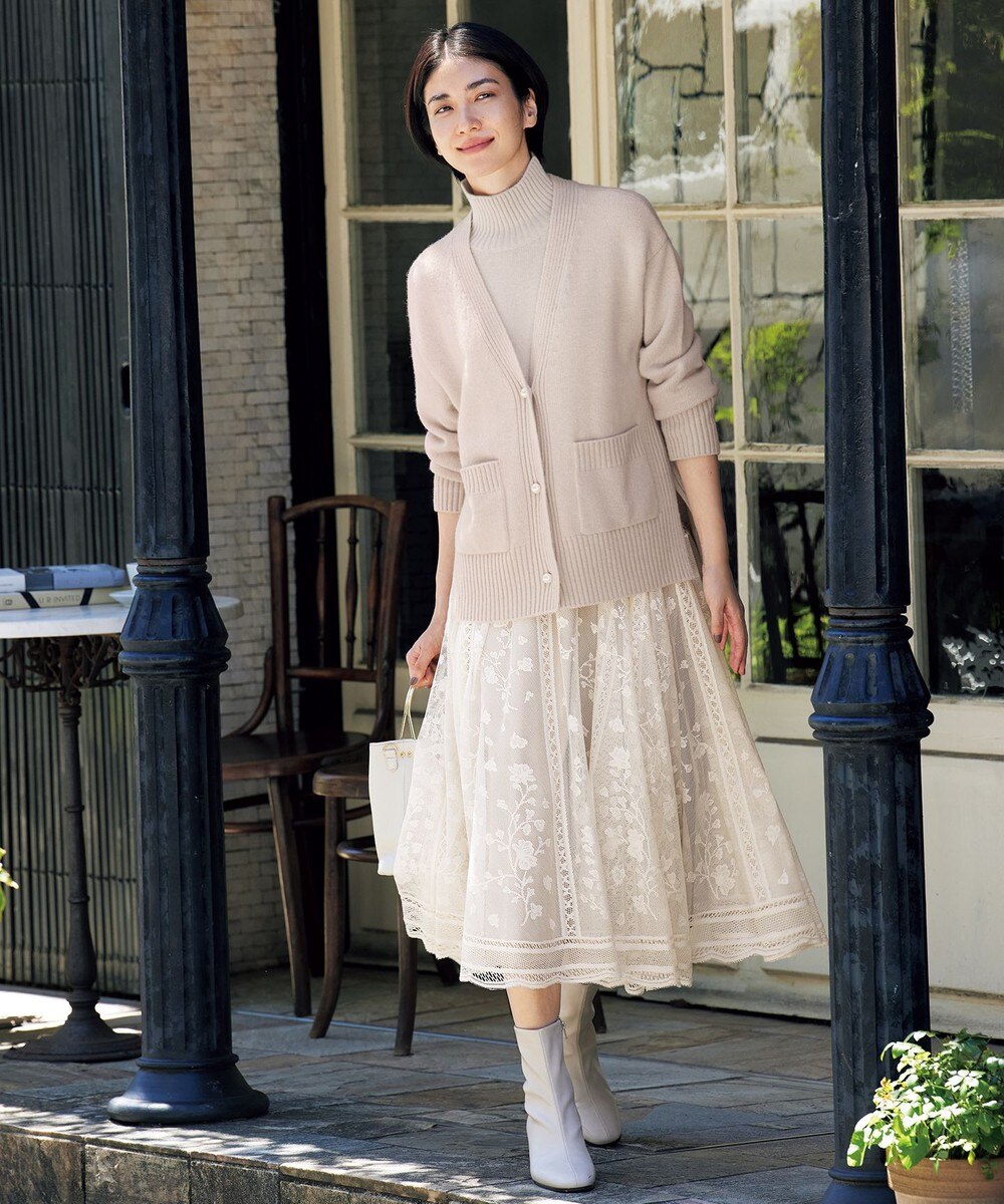 【オンワード】 組曲>スカート 【マガジン掲載】サーキュラーレース フレアスカート(KL22) アイボリー 1 レディース 【送料無料】