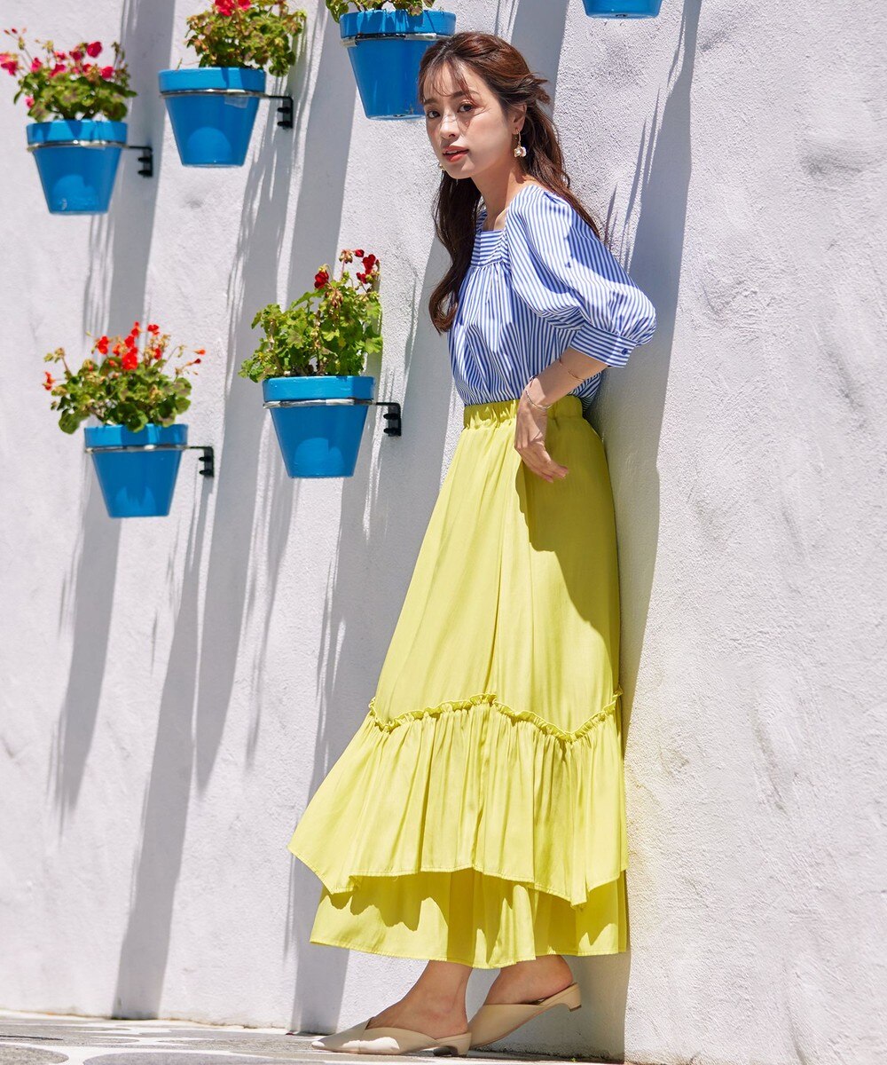 【洗える】ギャザーフリルティアードスカート