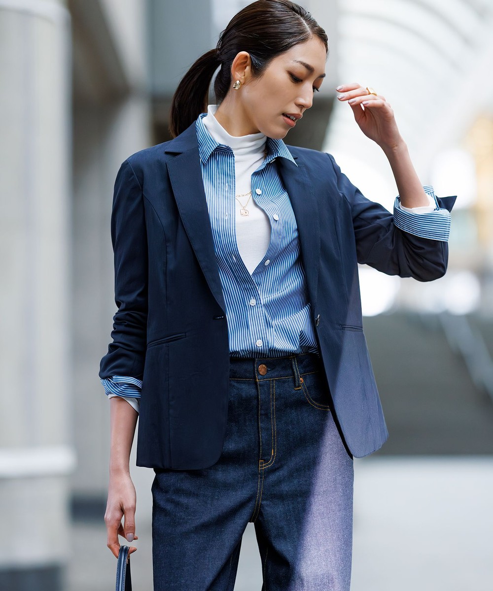 【オンワード】 J.PRESS LADIES>ジャケット/アウター 【セットアップ対応】セルロースリネンストレッチ テーラード ジャケット ネイビー 9 レディース 【オンワード】 J.PRESS LADIES>ジャケット/アウター 【セットアップ対応】セルロースリネンストレッチ テーラード ジャケット ネイビー 9 レディース