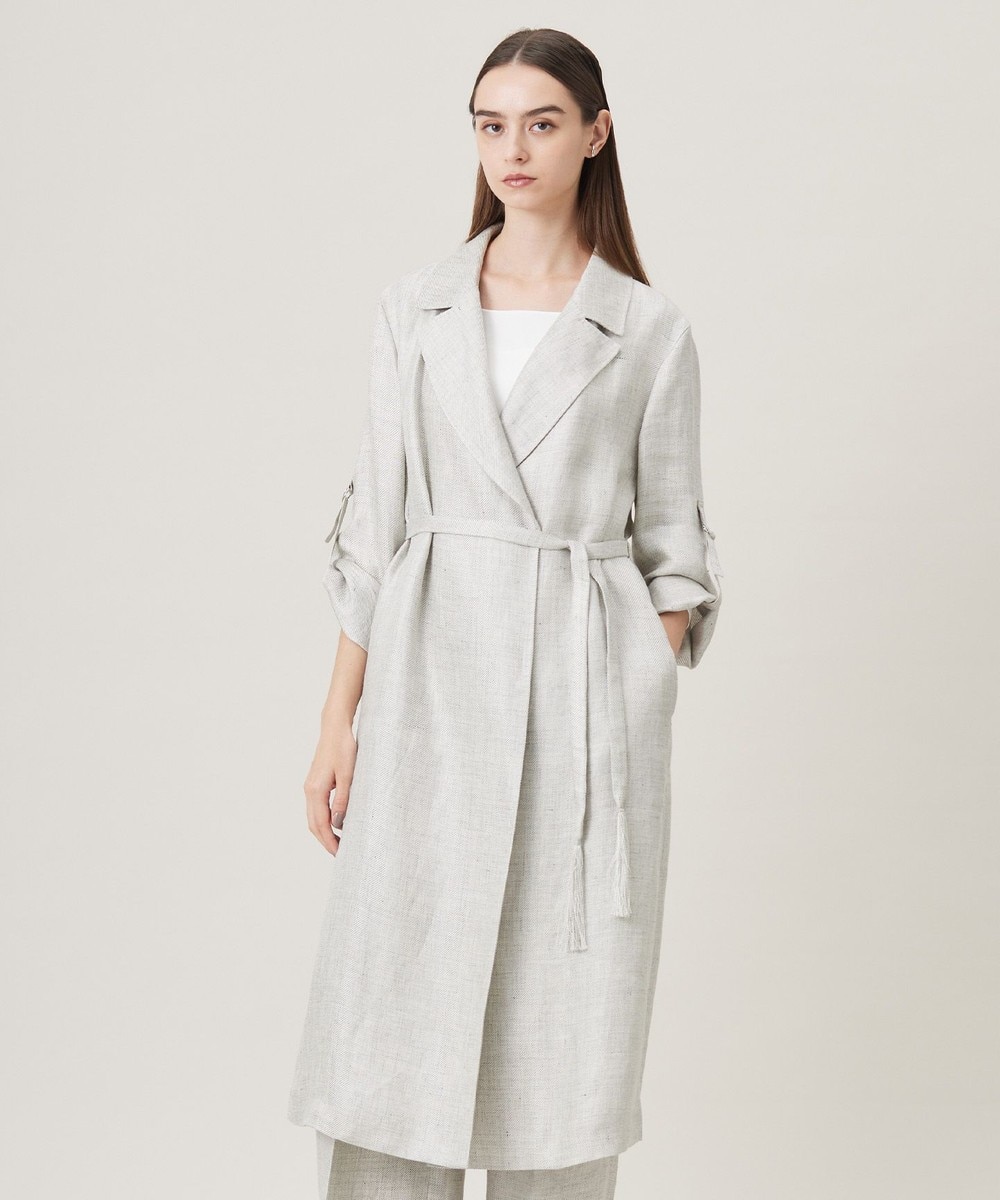 【オンワード】 ICB>ジャケット/アウター 【日本製】トリアセリネンシャイニーツイル ロングジャケット ライトグレー 4 レディース 【オンワード】 ICB>ジャケット/アウター 【日本製】トリアセリネンシャイニーツイル ロングジャケット ライトグレー 4 レディース