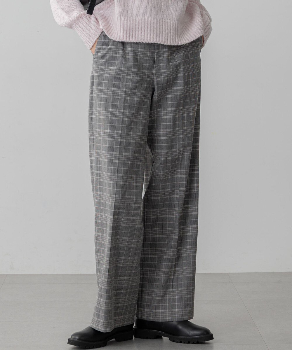 【オンワード】 23区>パンツ 【先行予約/洗える】ウォームストレッチ チェック ワイド パンツ グレーチェック 40 レディース