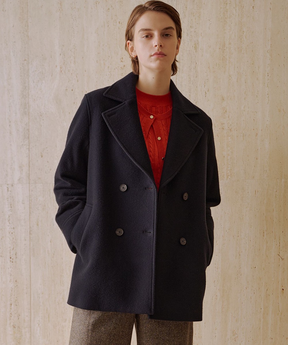 【オンワード】 J.PRESS LADIES>ジャケット/アウター 【WEB限定カラーあり】Jackal ソフトメルトン Pコート ネイビー 11 レディース