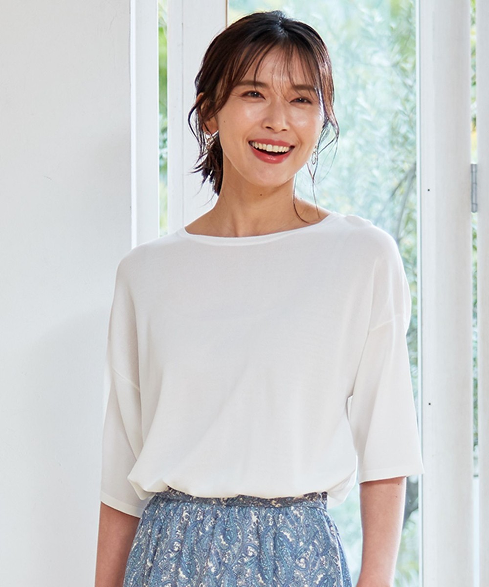 【オンワード】 any FAM>トップス クールタッチヘムラウンド ニット ホワイト F レディース 【送料無料】