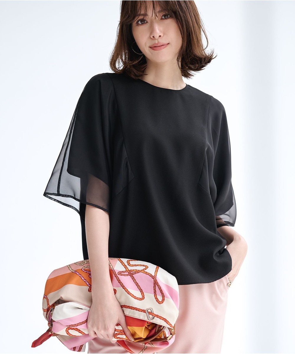 【オンワード】 ICB>トップス 【UVケア・接触冷感・速乾・洗える】 FluidBackSatin シアーコンビブラウス ブラック 2 レディース 【オンワード】 ICB>トップス 【UVケア・接触冷感・速乾・洗える】 FluidBackSatin シアーコンビブラウス ブラック 2 レディース