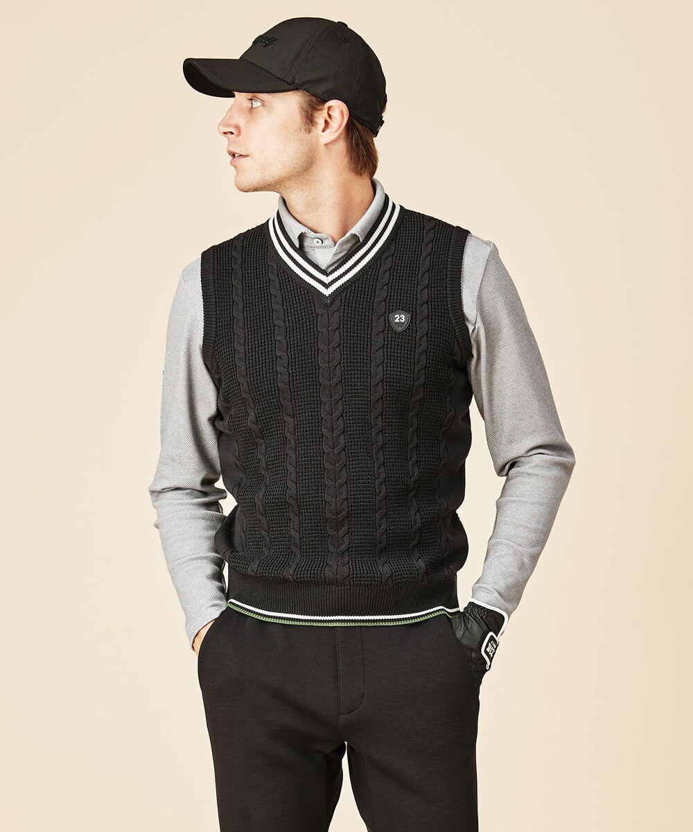【オンワード】 23区GOLF>トップス 【MEN】【洗える】9ゲージ ニットベスト ブラック L メンズ 【送料無料】