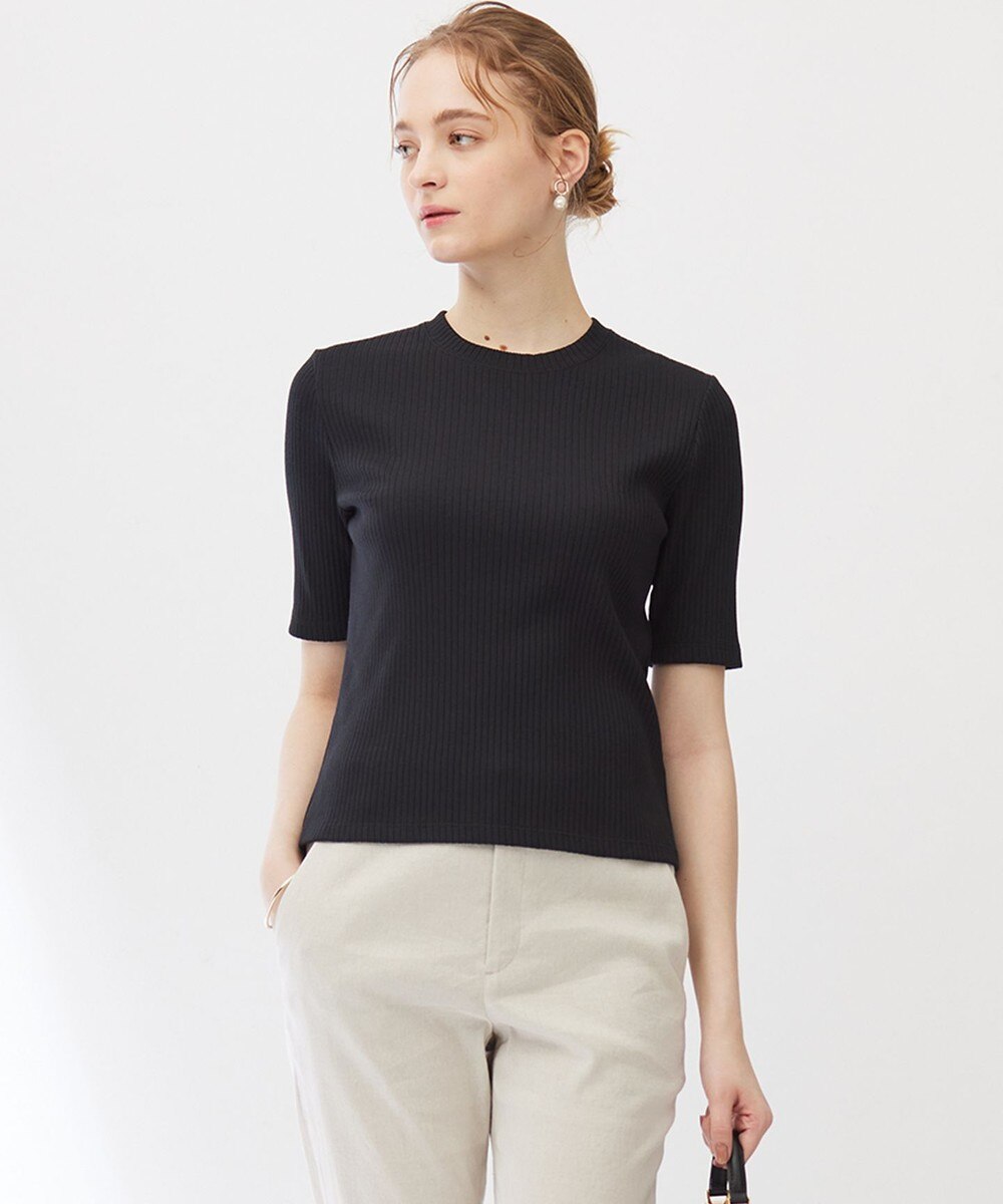 【オンワード】 23区>トップス 【Indian Factory】シャイニーワイドリブ カットソー ブラック 38 レディース