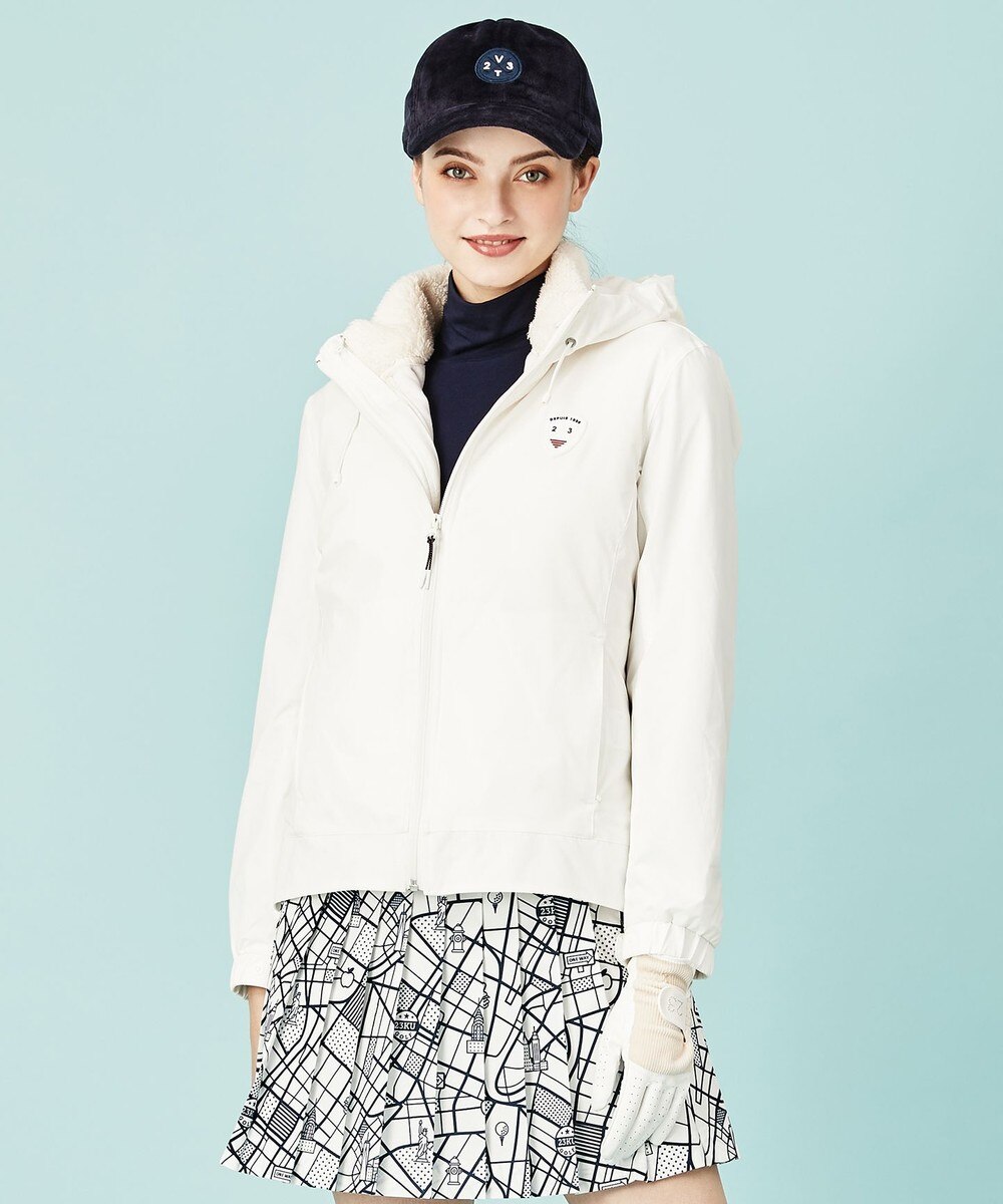 【オンワード】 23区GOLF>ジャケット/アウター 【WOMEN】【ストレッチ/撥水】タフタ ボアベスト付き 3WAY ブルゾン ホワイト 0 レディース 【送料無料】