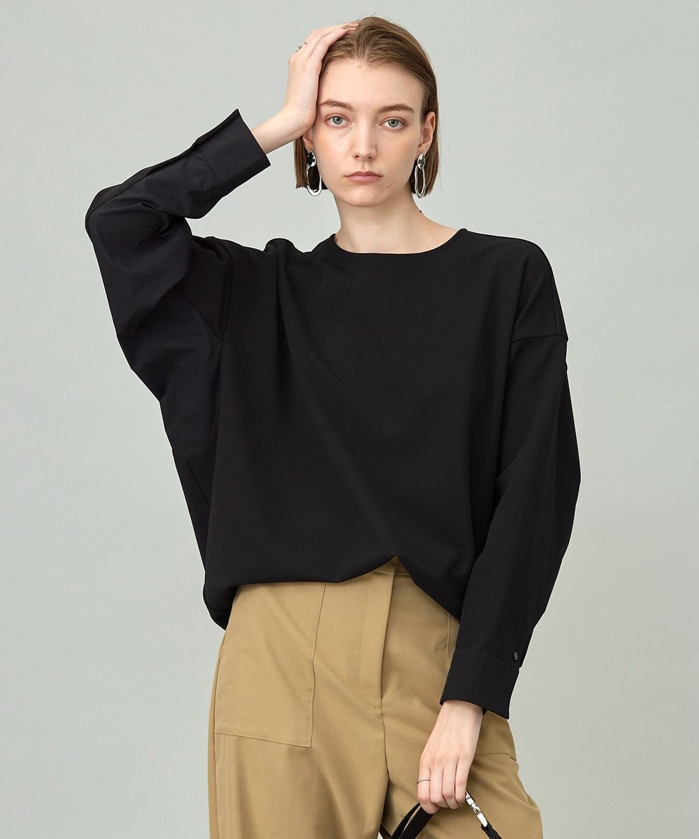 【オンワード】 ICB L(大きいサイズ)>トップス 【洗える】ジョーゼットジャージー 異素材コンビプルオーバー ブラック L レディース 【オンワード】 ICB L(大きいサイズ)>トップス 【洗える】ジョーゼットジャージー 異素材コンビプルオーバー ブラック L レディース