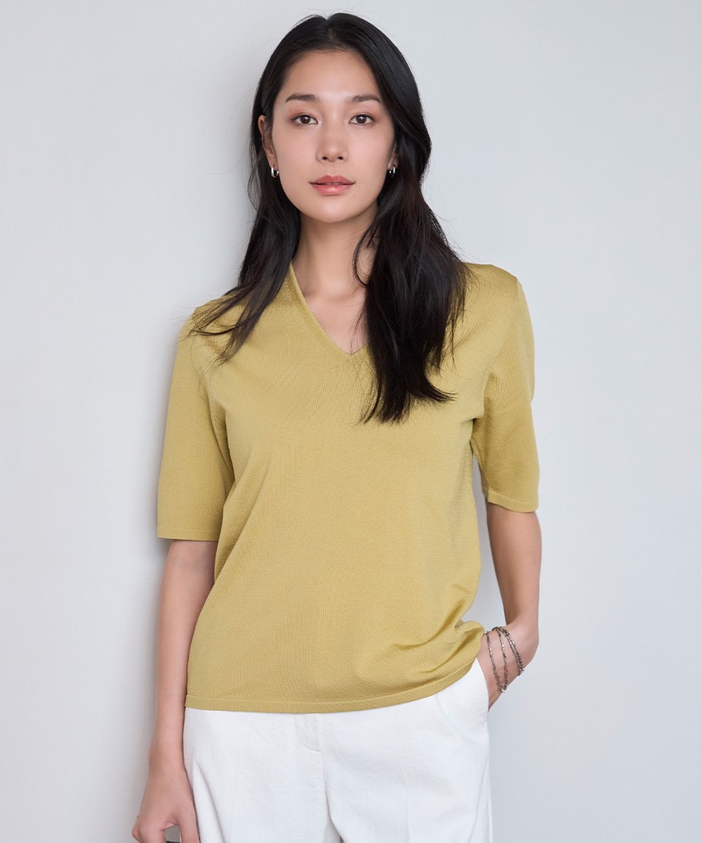 【オンワード】 ICB L(大きいサイズ)>トップス 【洗える】シンセティックハイゲージ 半袖ニット クリームカーキ L レディース 【オンワード】 ICB L(大きいサイズ)>トップス 【洗える】シンセティックハイゲージ 半袖ニット クリームカーキ L レディース