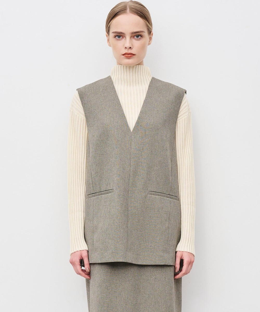 【オンワード】 uncrave>トップス 【手洗い可】ウォッシャブルウールライクツイル ジレ シャンブレーチャコール 2 レディース 【オンワード】 uncrave>トップス 【手洗い可】ウォッシャブルウールライクツイル ジレ シャンブレーチャコール 2 レディース