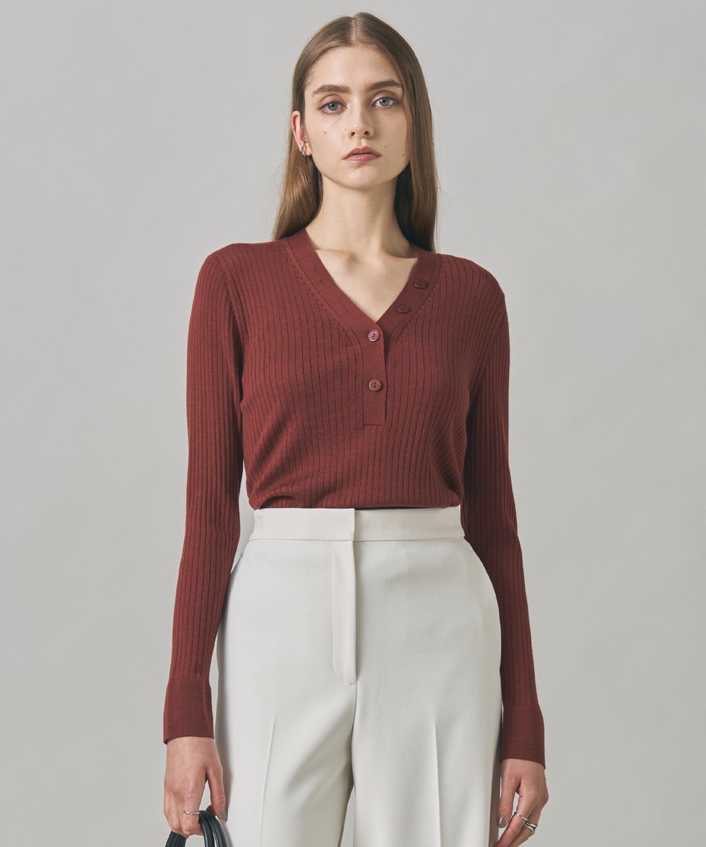 【オンワード】 ICB>トップス 【洗える】エクストラファインメリノリブ ヘンリーネック プルオーバー マホガニー M レディース 【オンワード】 ICB>トップス 【洗える】エクストラファインメリノリブ ヘンリーネック プルオーバー マホガニー M レディース