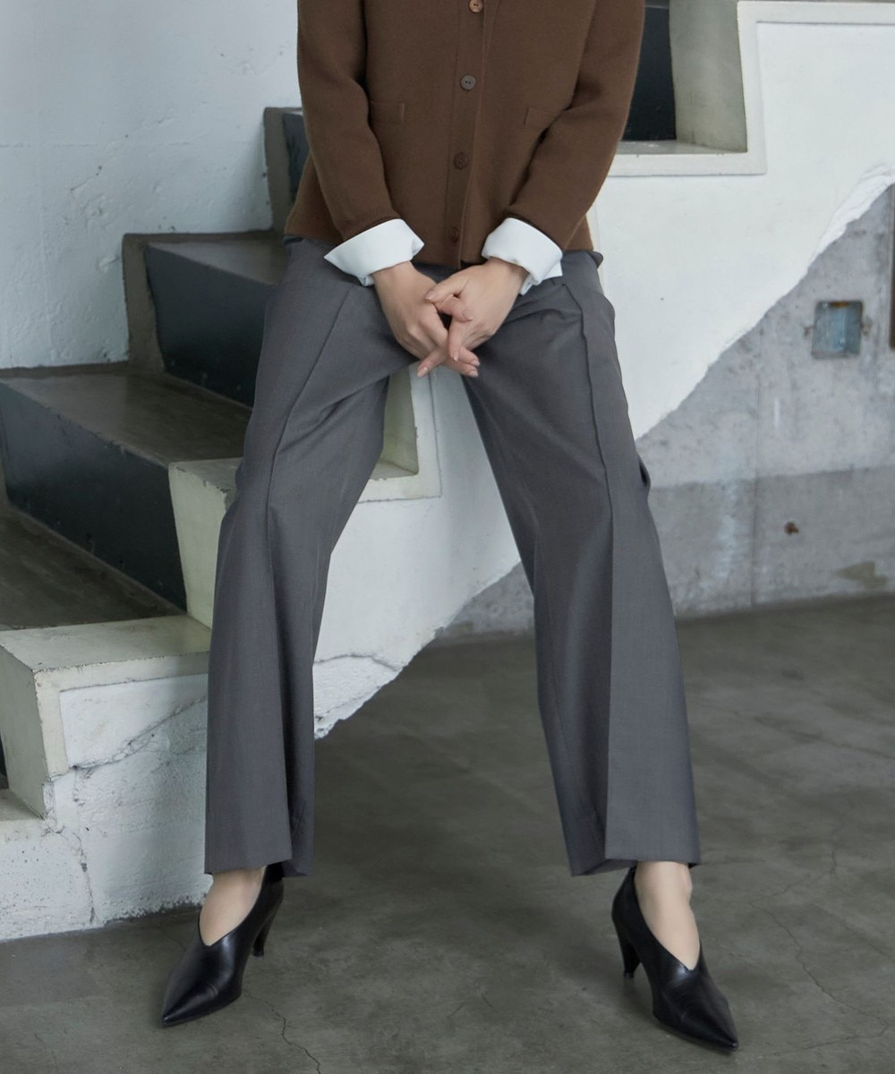 【オンワード】 ICB>パンツ 【洗える】T/Wブロード ワイドストレートパンツ チャコール 2 レディース 【オンワード】 ICB>パンツ 【洗える】T/Wブロード ワイドストレートパンツ チャコール 2 レディース