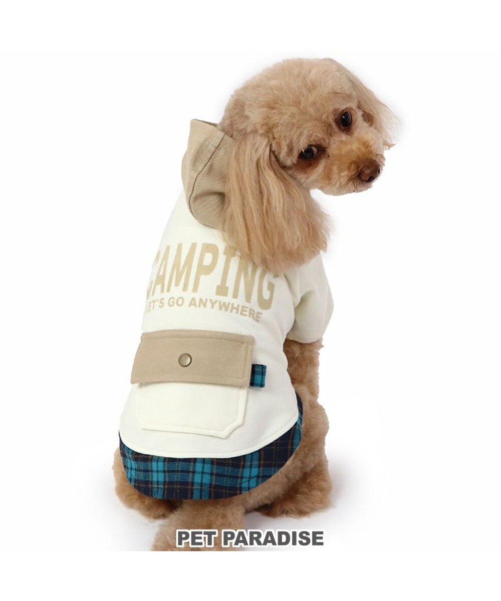 PET PARADISE>ペットグッズ ペットパラダイス パーカー ホワイト チェック フード ポケット付き 小型犬 ホワイト ＤＳ