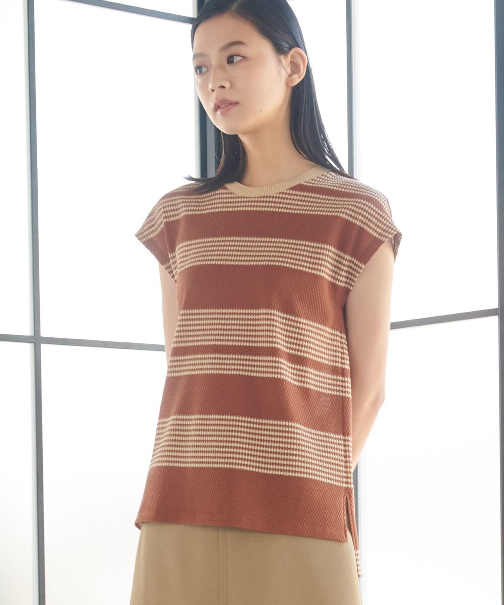 【オンワード】 JOSEPH STUDIO>トップス 【洗える】ジャカードジャージ ラウンドネックTシャツ ブラウン S レディース 【送料無料】