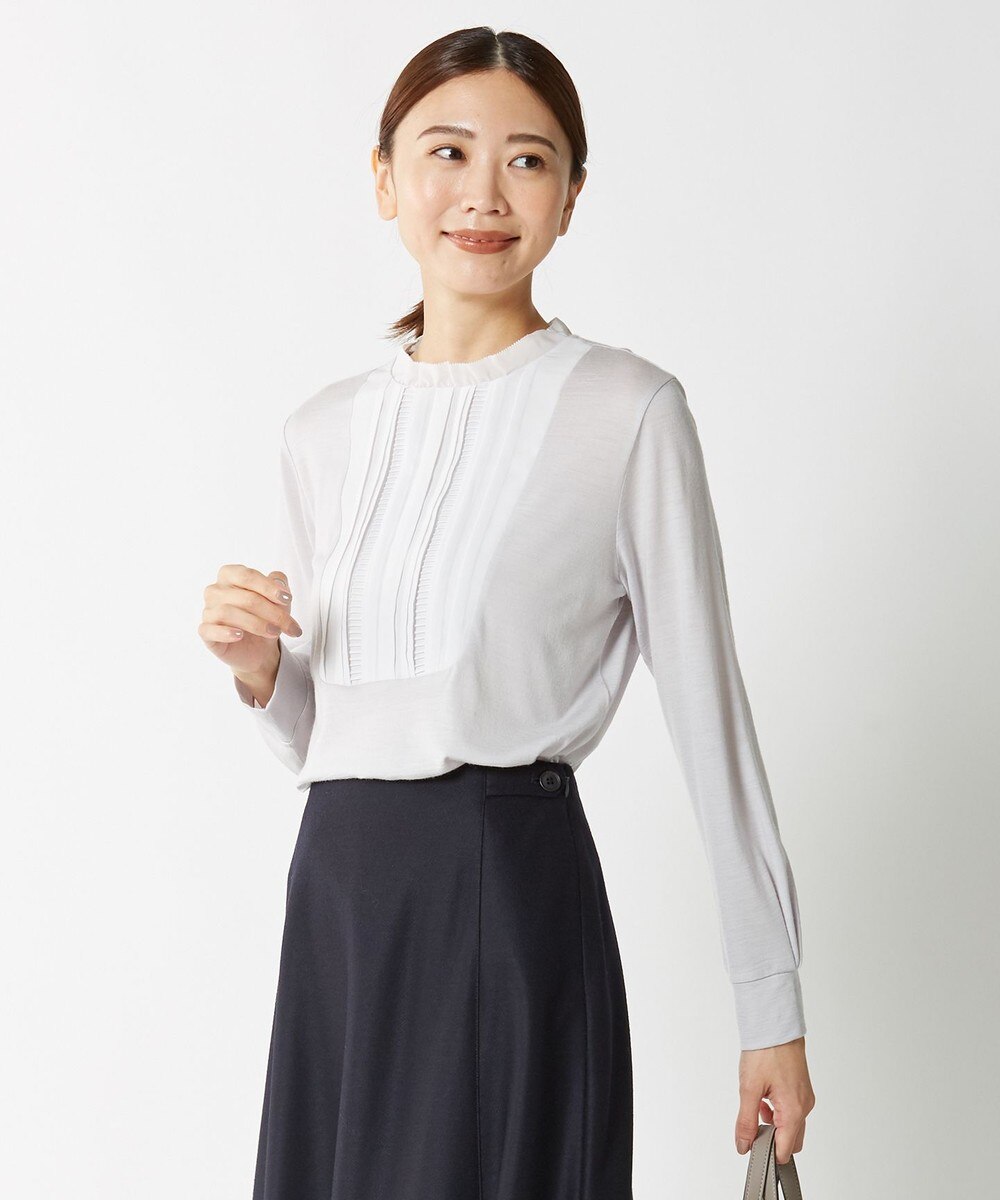 【オンワード】 J.PRESS LADIES>トップス ウォッシャブルウールジャージー フリル襟 カットソー ワイン M レディース 【送料無料】