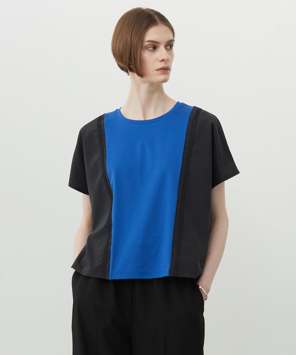 【オンワード】 ICB>トップス 【接触冷感・UVケア・洗える】シルケットスムースコンビ バイカラーカットソー ラピスラズリ×ブラック S レディース 【オンワード】 ICB>トップス 【接触冷感・UVケア・洗える】シルケットスムースコンビ バイカラーカットソー ラピスラズリ×ブラック S レディース