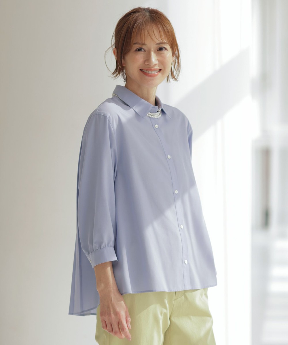 【オンワード】 J.PRESS LADIES L(大きいサイズ)>トップス 【洗える】スパンローン バックプリーツ ブラウス ブルー T13 レディース 【オンワード】 J.PRESS LADIES L(大きいサイズ)>トップス 【洗える】スパンローン バックプリーツ ブラウス ブルー T13 レディース