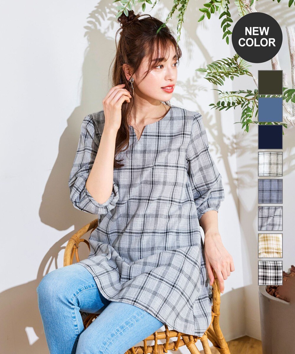 【洗える】ピンタックスリーブチュニック