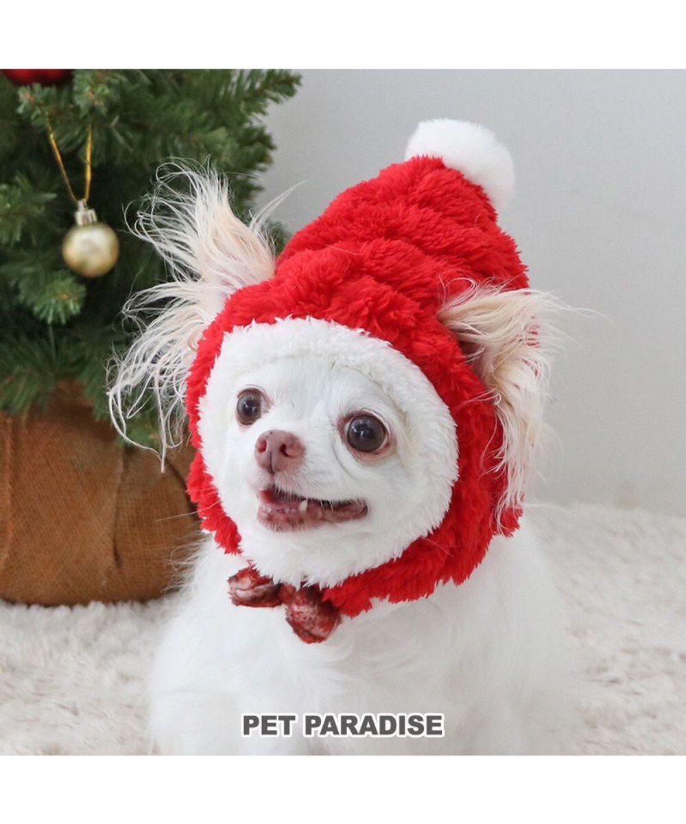 ＜オンワード＞PET PARADISE>ペットグッズ ペットパラダイス クリスマス サンタ帽子 《ふわふわチェック柄 》 小型犬 サンタ ４Ｓ~３Ｓ