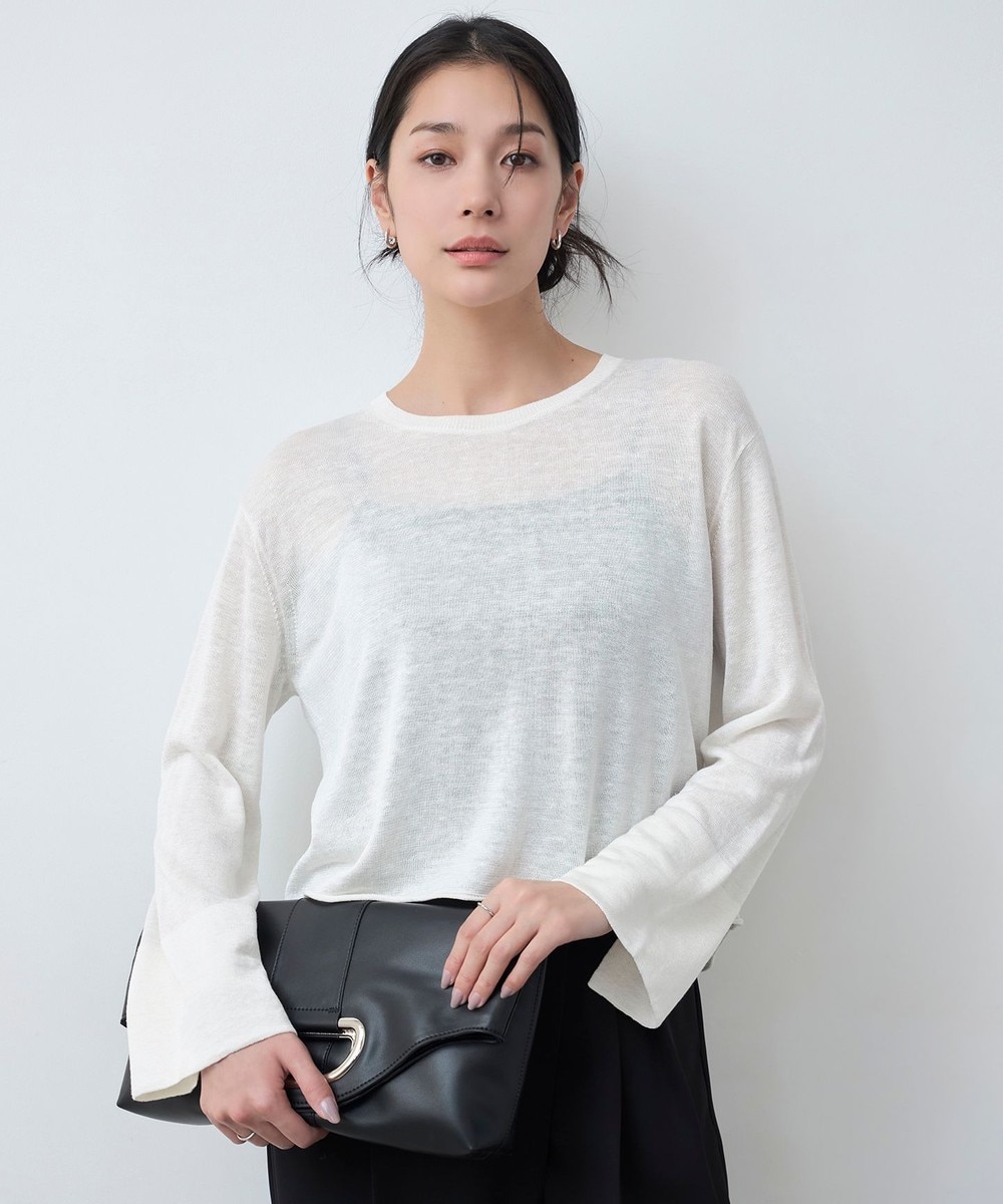 【オンワード】 ICB L(大きいサイズ)>トップス 【洗える】 リネンレーヨンハイゲージ クロップドプルオーバー オフホワイト L レディース 【オンワード】 ICB L(大きいサイズ)>トップス 【洗える】 リネンレーヨンハイゲージ クロップドプルオーバー オフホワイト L レディース