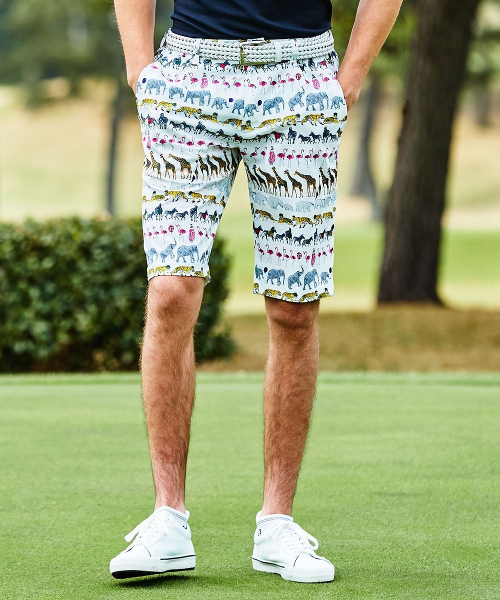 【オンワード】 23区GOLF>パンツ 【MEN】【ストレッチ】オリジナルパレード柄 ハーフパンツ ホワイト LL メンズ 【送料無料】