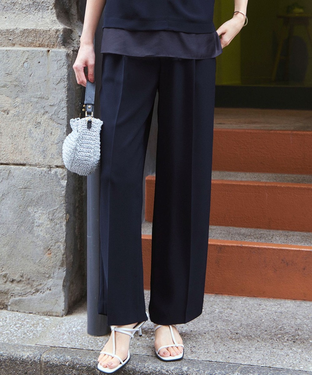 【オンワード】 23区>パンツ 【接触冷感/UVカット/吸水速乾】ストレッチジョーゼット ワイド パンツ ネイビー 36 レディース 【オンワード】 23区>パンツ 【接触冷感/UVカット/吸水速乾】ストレッチジョーゼット ワイド パンツ ネイビー 36 レディース