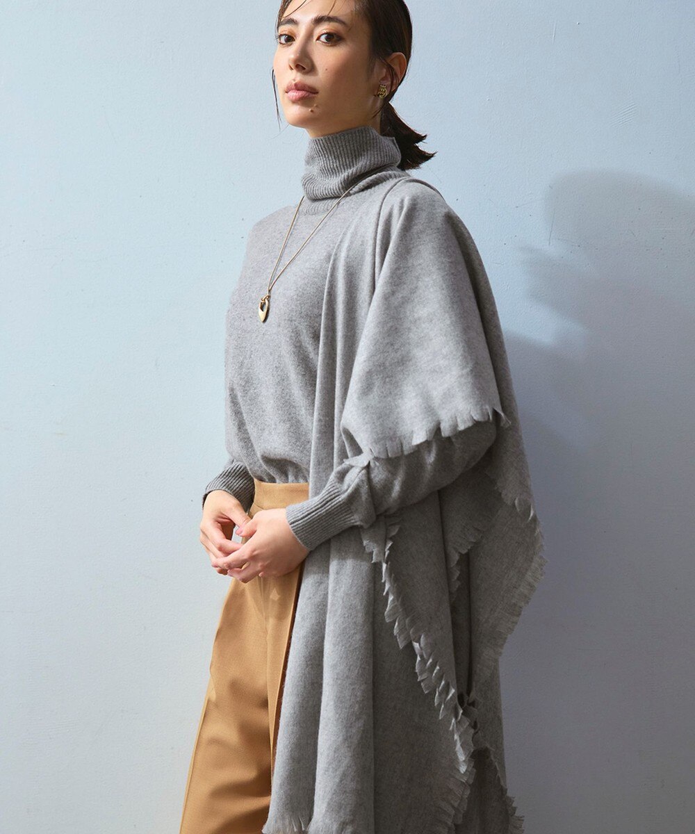 【オンワード】 23区>ファッション雑貨 ピュアカシミヤ フリンジ ストール ライトグレー F レディース