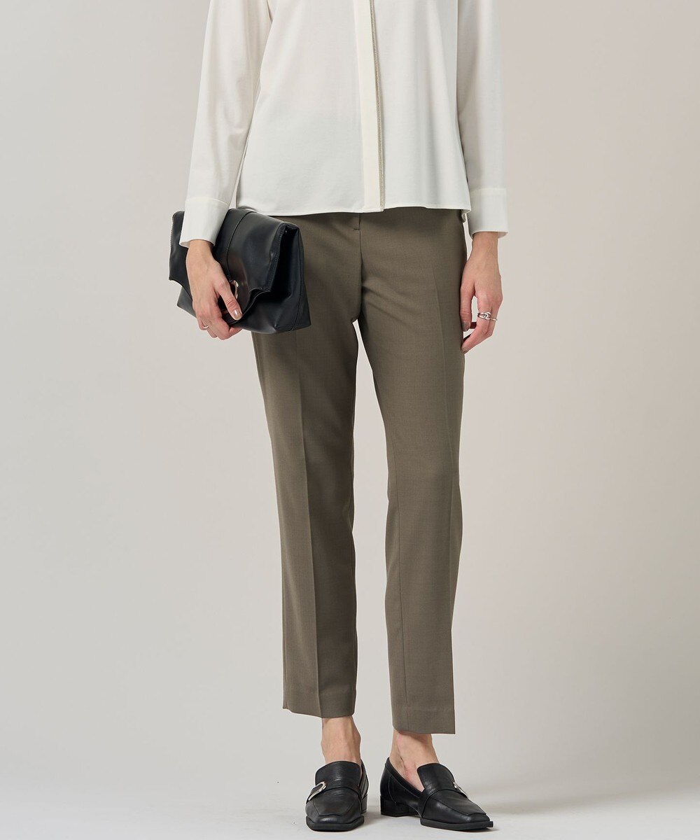 【オンワード】 ICB L（大きいサイズ）>パンツ 【UVカット・洗える】ウール2WAYストレッチ スティックパンツ モカ 46 レディース