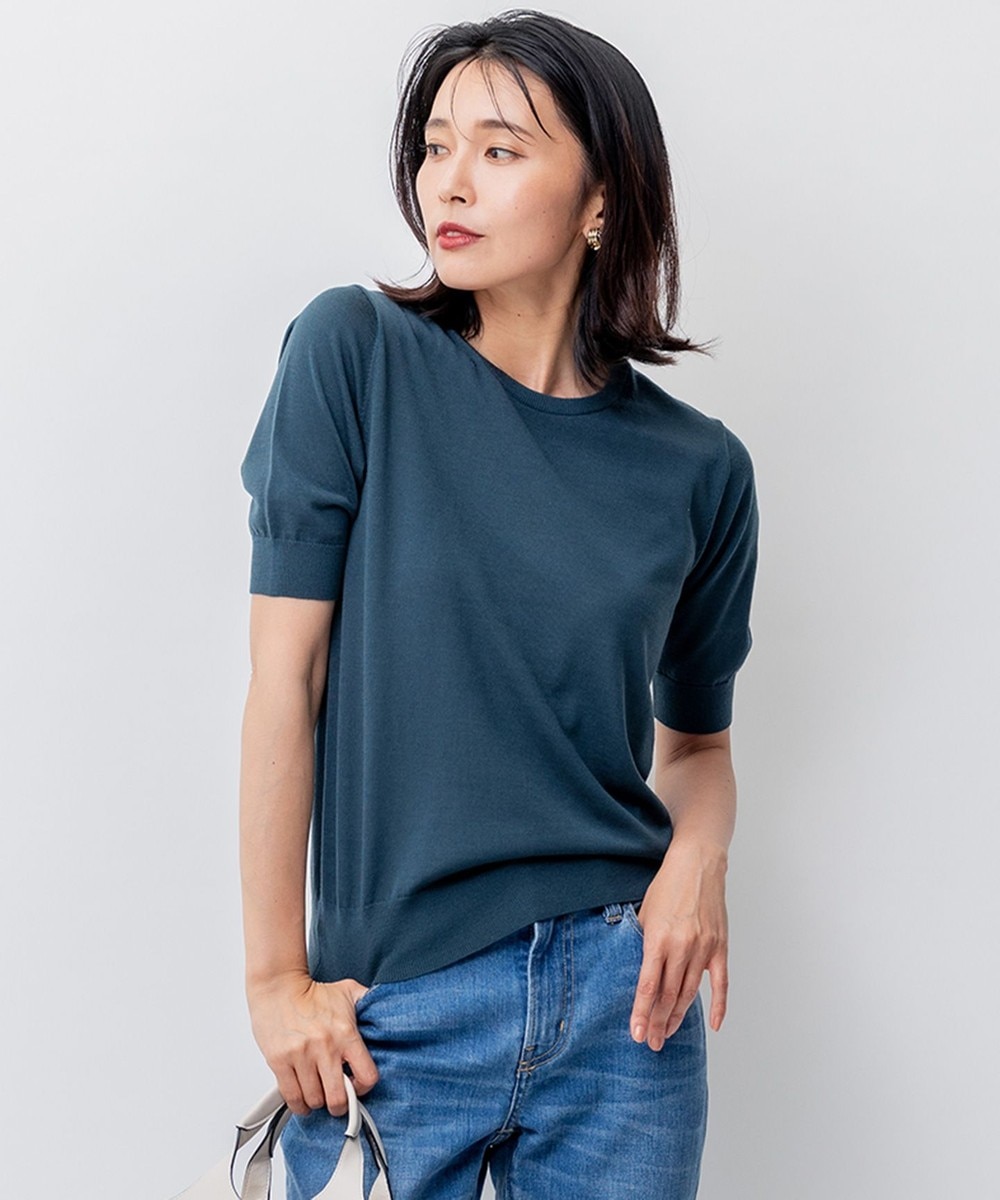 【オンワード】 23区 S(小さいサイズ)>トップス 【洗える/アンサンブル対応】サステナブルウール 半袖 ニット グリーン 32 レディース 【オンワード】 23区 S(小さいサイズ)>トップス 【洗える/アンサンブル対応】サステナブルウール 半袖 ニット グリーン 32 レディース