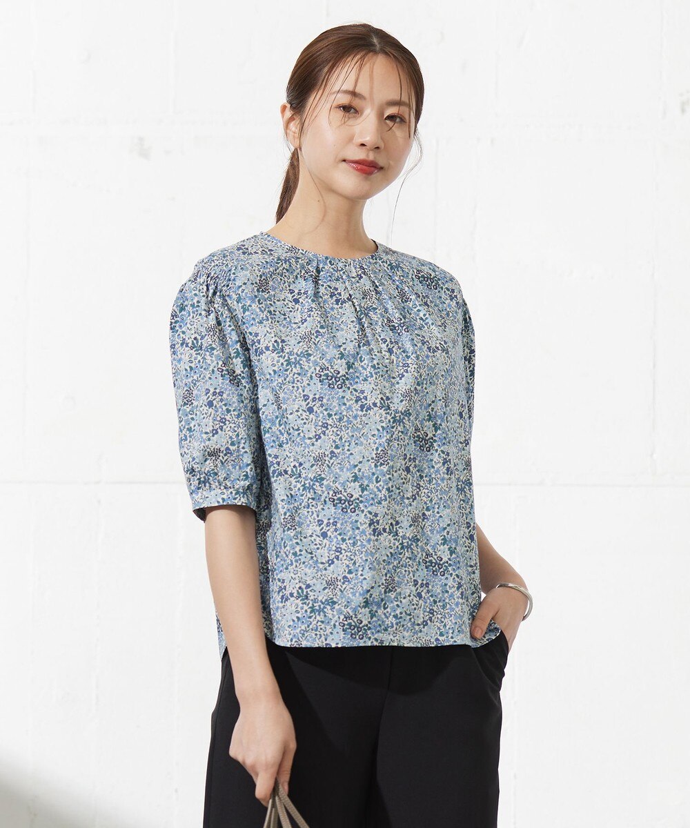 【オンワード】 J.PRESS LADIES>トップス 【洗える】LIBERTY Joanna Louise/Phoebe クルーネック ブラウス ブルー 9 レディース