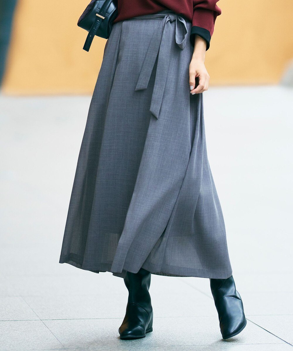 【オンワード】 自由区 S（小さいサイズ）>スカート 【カタログ掲載・洗える】TWハイツイストビエラ スカート TOPグレー 32 レディース