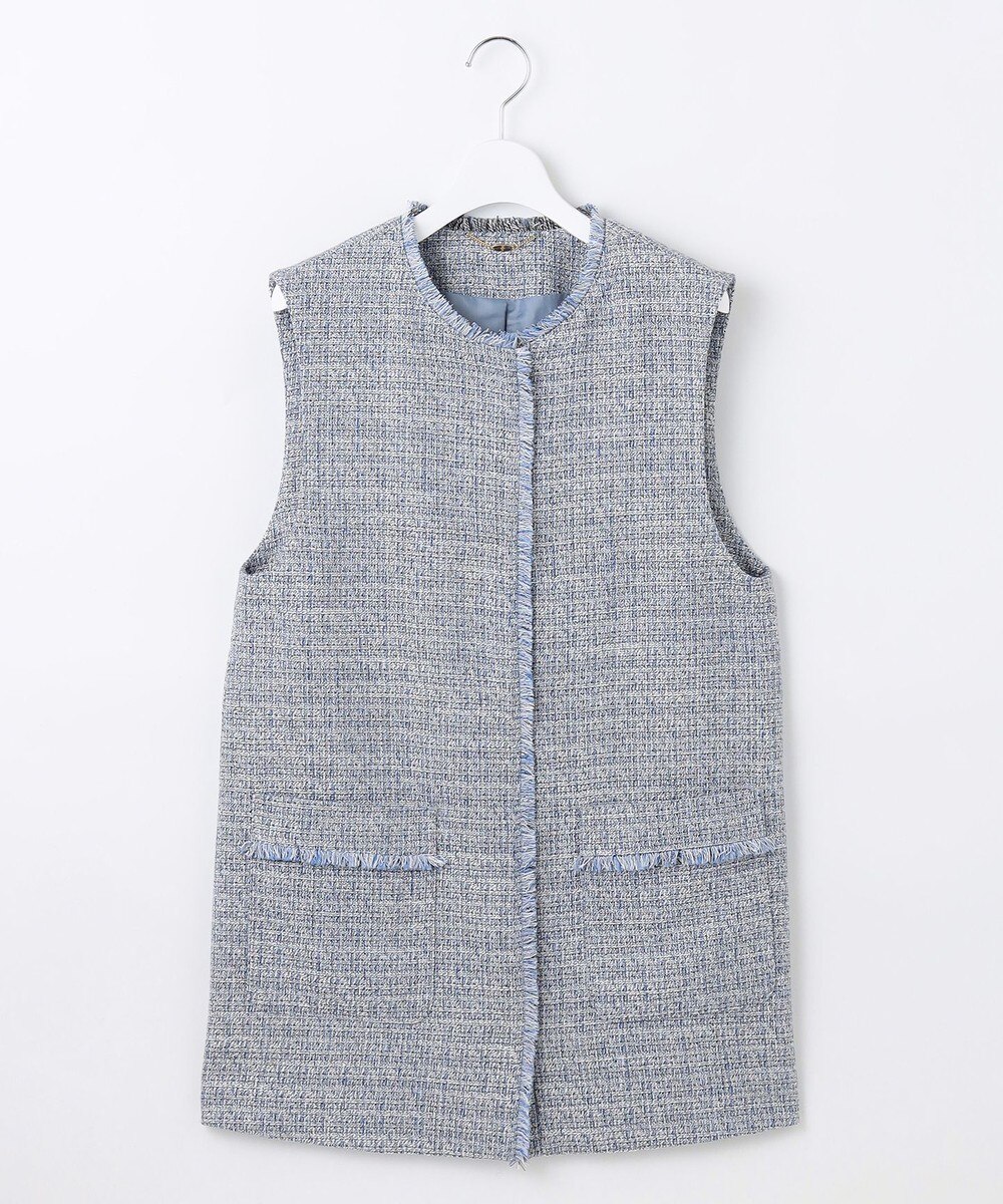 【オンワード】 自由区 L（大きいサイズ）>トップス 【セットアップ対応・洗える】ライトミックスツイード ジレ ライトブルー 44 レディース