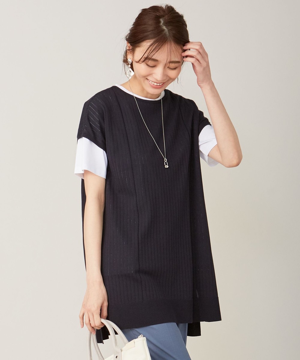 【オンワード】 J.PRESS LADIES S>トップス 【洗える】コットンアセテート チュニック ニット ベージュ S レディース 【送料無料】