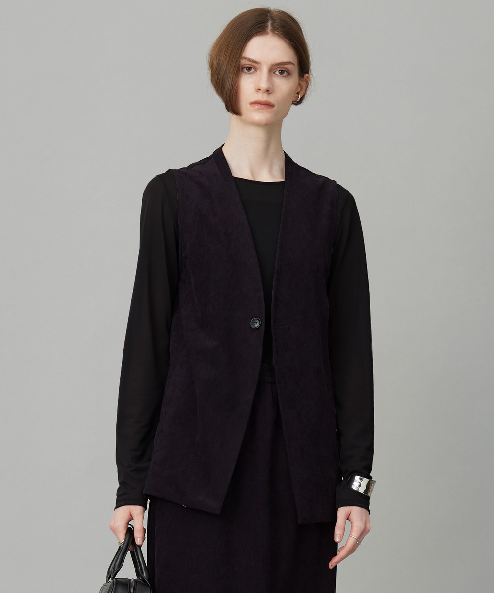 【オンワード】 ICB>トップス 【洗える】ストレッチスエード ジレ ブラック S レディース 【オンワード】 ICB>トップス 【洗える】ストレッチスエード ジレ ブラック S レディース