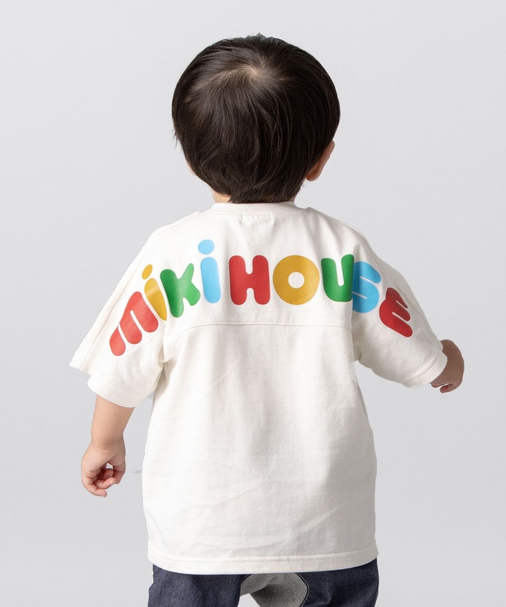 ＜オンワード＞MIKI HOUSE HOT BISCUITS>トップス 【ミキハウス】【80-150cm】 バックロゴ半袖Ｔシャツ 白 120cm キッズ 【送料無料】
