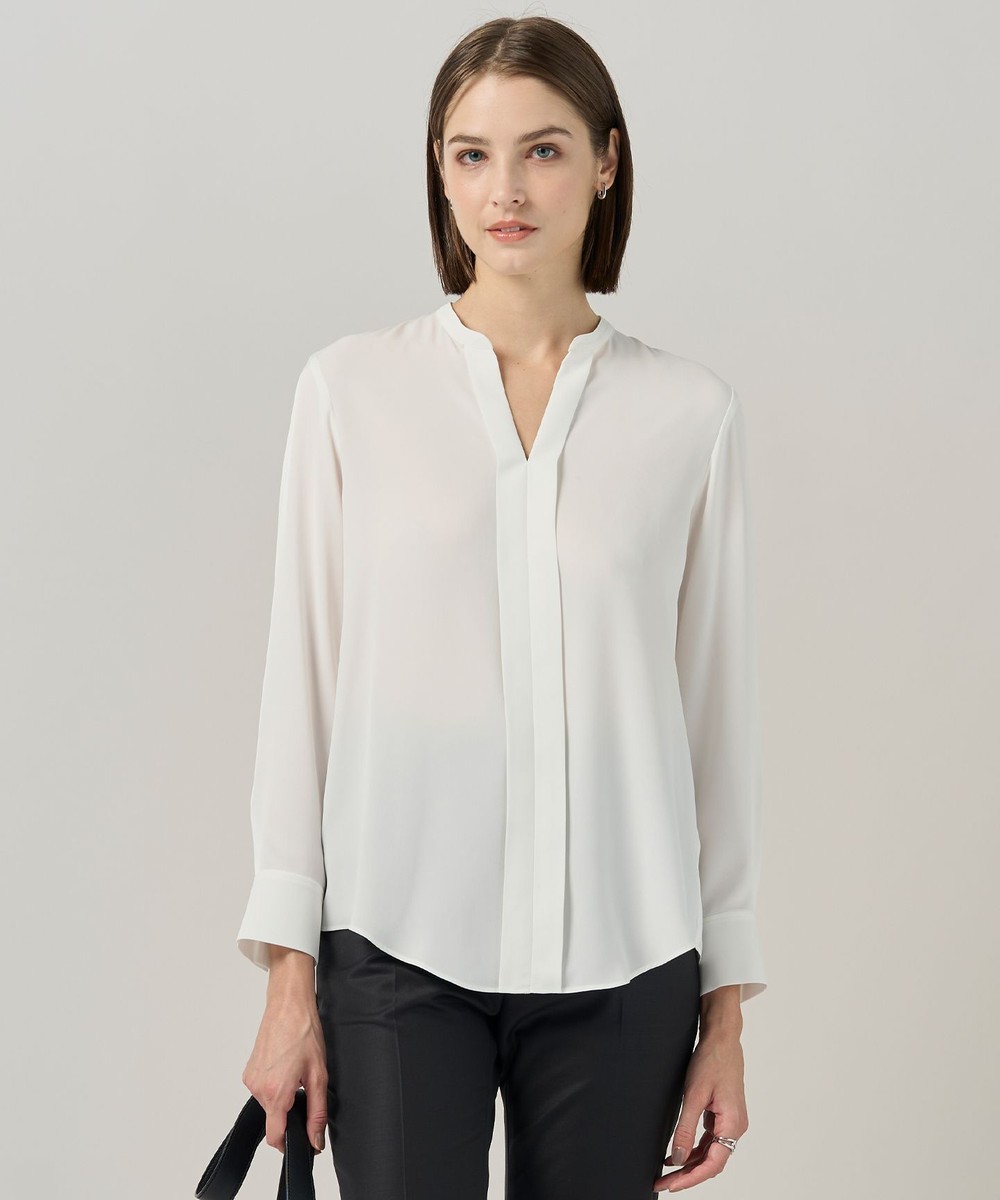 【オンワード】 ICB>トップス 【新色追加・WEB限定・接触冷感・UVケア・速乾・洗える】BackSatinAmunzen キーネックブラウス オフホワイト XS レディース 【オンワード】 ICB>トップス 【新色追加・WEB限定・接触冷感・UVケア・速乾・洗える】BackSatinAmunzen キーネックブラウス オフホワイト XS レディース