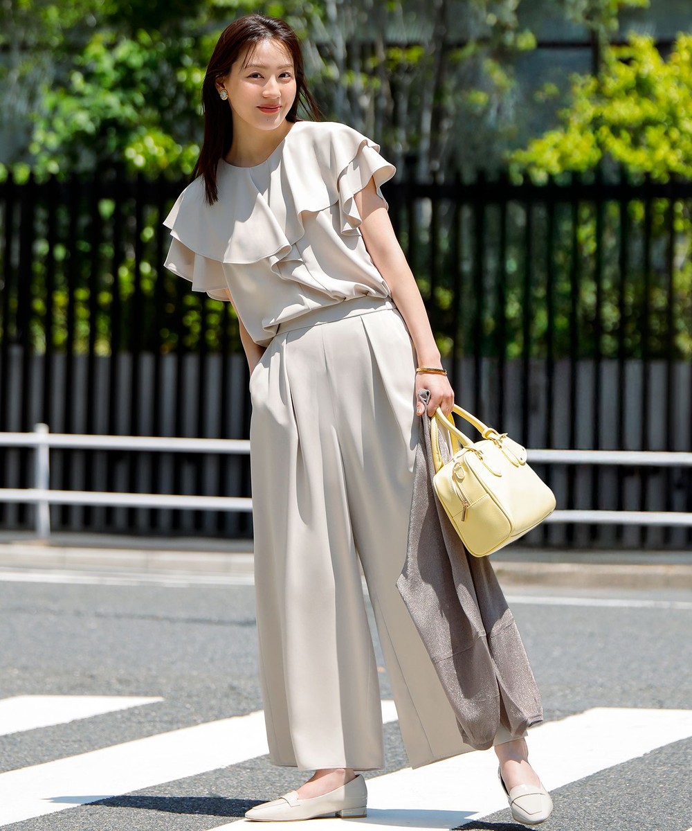 【オンワード】 ANY SIS>パンツ 【接触冷感・吸水速乾・UVカット】サラキレイ ワイドパンツ アイボリー 1 レディース 【オンワード】 ANY SIS>パンツ 【接触冷感・吸水速乾・UVカット】サラキレイ ワイドパンツ アイボリー 1 レディース