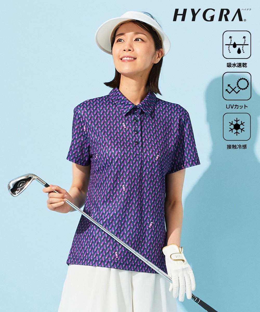 【オンワード】 23区GOLF>トップス 【WOMEN】【接触冷感・UVケア・吸水速乾】アイス柄 ポロシャツ ネイビー 3 レディース 【オンワード】 23区GOLF>トップス 【WOMEN】【接触冷感・UVケア・吸水速乾】アイス柄 ポロシャツ ネイビー 3 レディース