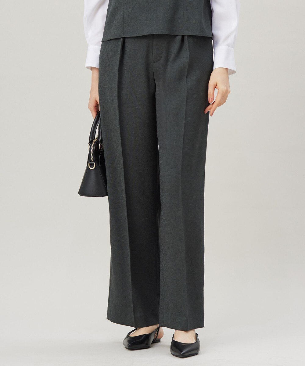 【オンワード】 自由区>パンツ 【セットアップ対応・接触冷感・洗える】リネンライクシンセティックワイドストレート パンツ スレート 38 レディース 【オンワード】 自由区>パンツ 【セットアップ対応・接触冷感・洗える】リネンライクシンセティックワイドストレート パンツ スレート 38 レディース