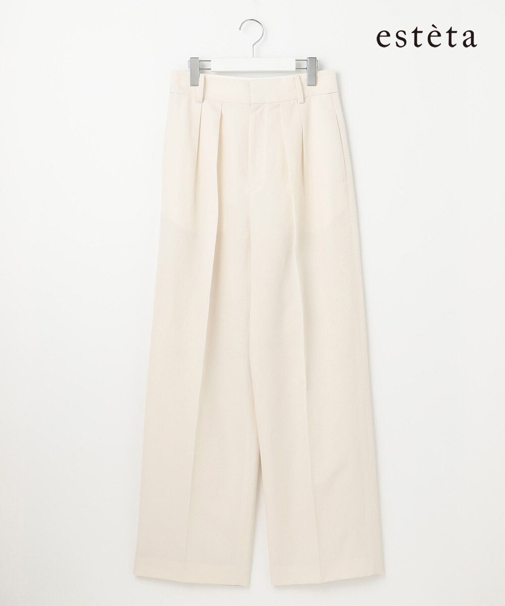 【オンワード】 23区>パンツ 【エステータ】ウールリネン タックワイドパンツ ホワイト 4 レディース