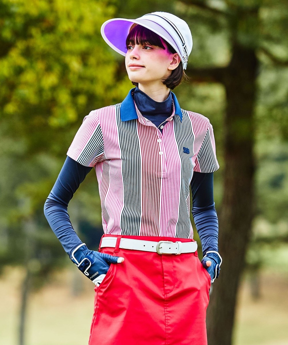 【オンワード】 23区GOLF>トップス 【WOMEN】マルチストライプ柄 ポロシャツ ネイビー 0 レディース 【送料無料】