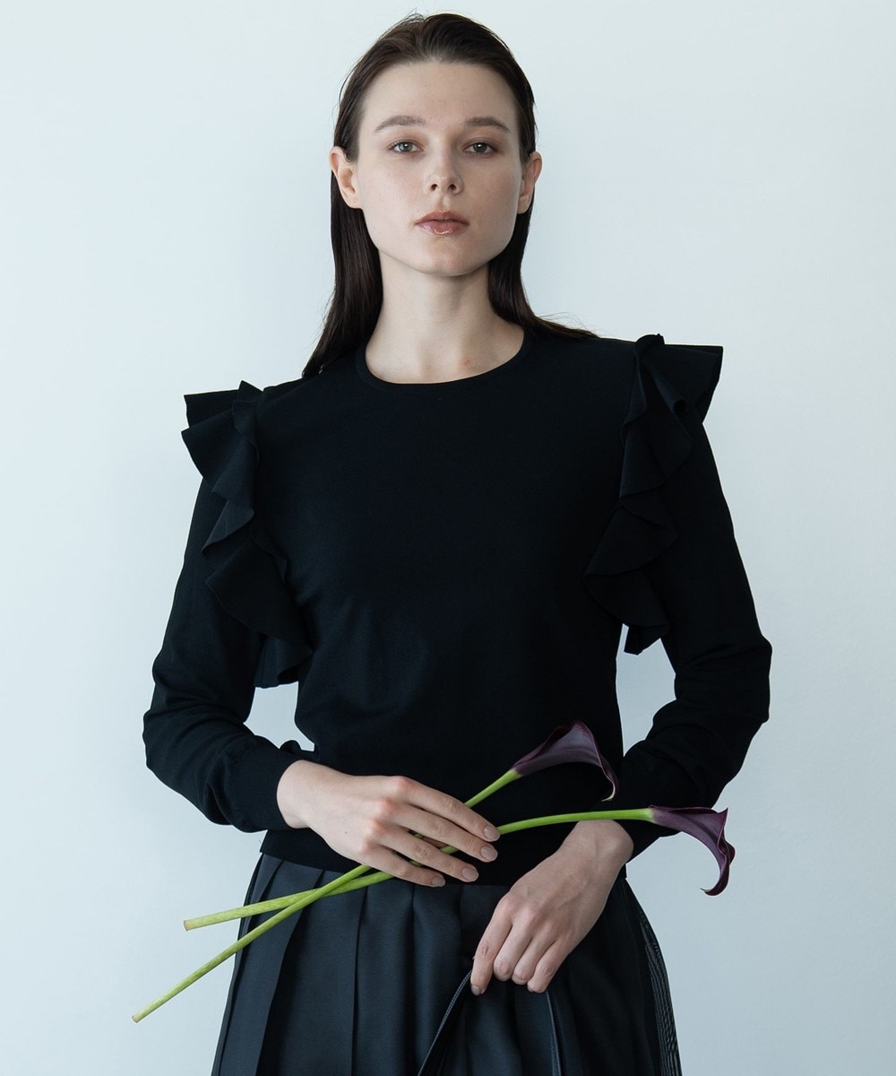 【オンワード】 自由区>トップス 【カトリエムブーケ】Ruche フリルディテールニット ブラック 32 レディース 【オンワード】 自由区>トップス 【カトリエムブーケ】Ruche フリルディテールニット ブラック 32 レディース