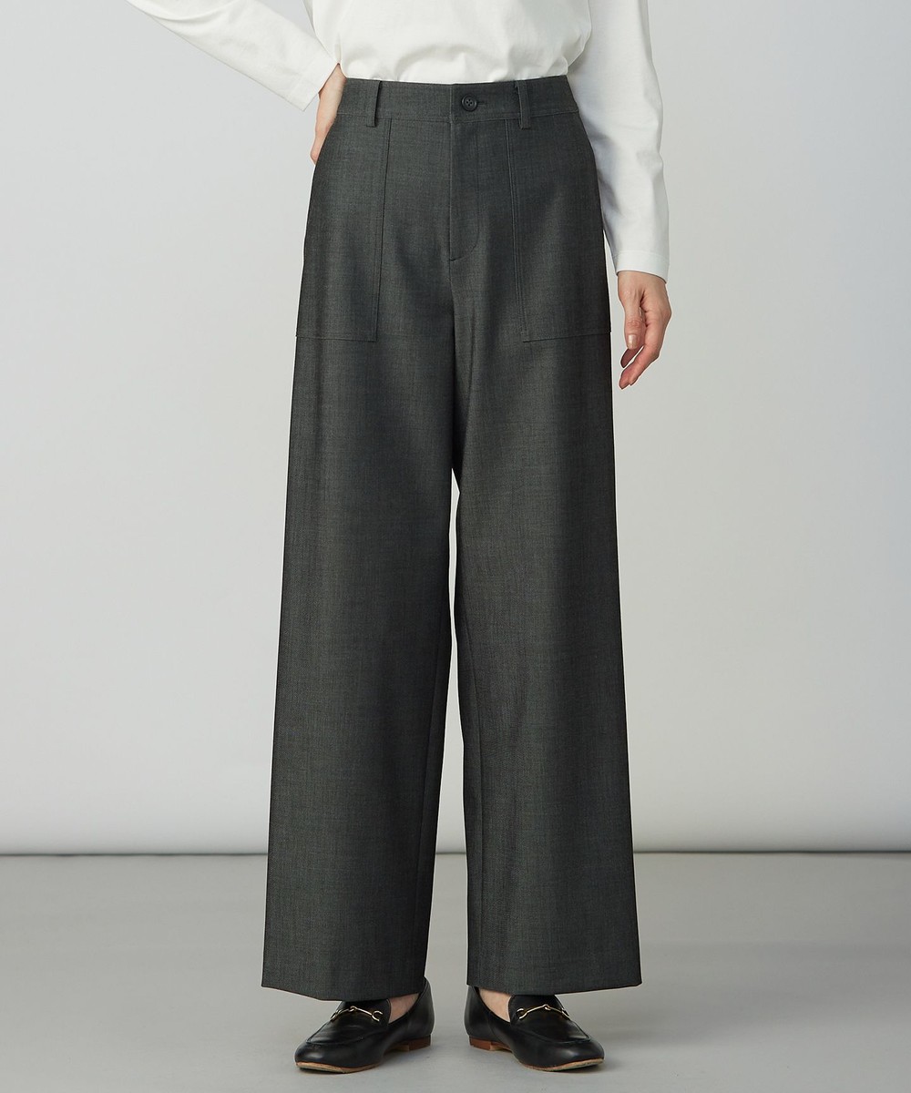 【オンワード】 J.PRESS LADIES>パンツ シャンブレー2wayストレッチ ワイド ストレート パンツ チャコール 11 レディース 【オンワード】 J.PRESS LADIES>パンツ シャンブレー2wayストレッチ ワイド ストレート パンツ チャコール 11 レディース