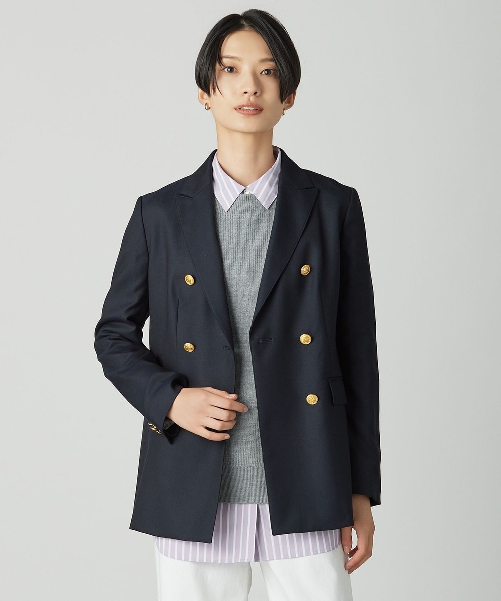 【オンワード】 J.PRESS LADIES L(大きいサイズ)>ジャケット/アウター オックス ダブル テーラードジャケット ネイビー T15 レディース 【オンワード】 J.PRESS LADIES L(大きいサイズ)>ジャケット/アウター オックス ダブル テーラードジャケット ネイビー T15 レディース